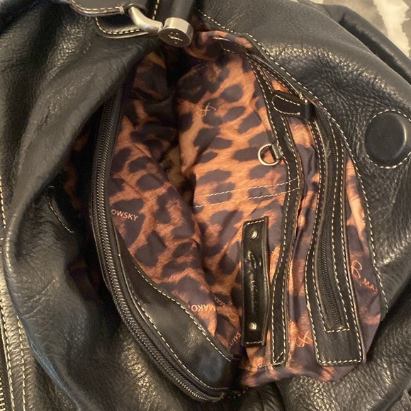 B Markowsky Women’s Leather satchel bag , leopard interior, magnetic closure - Picture 5 of 6